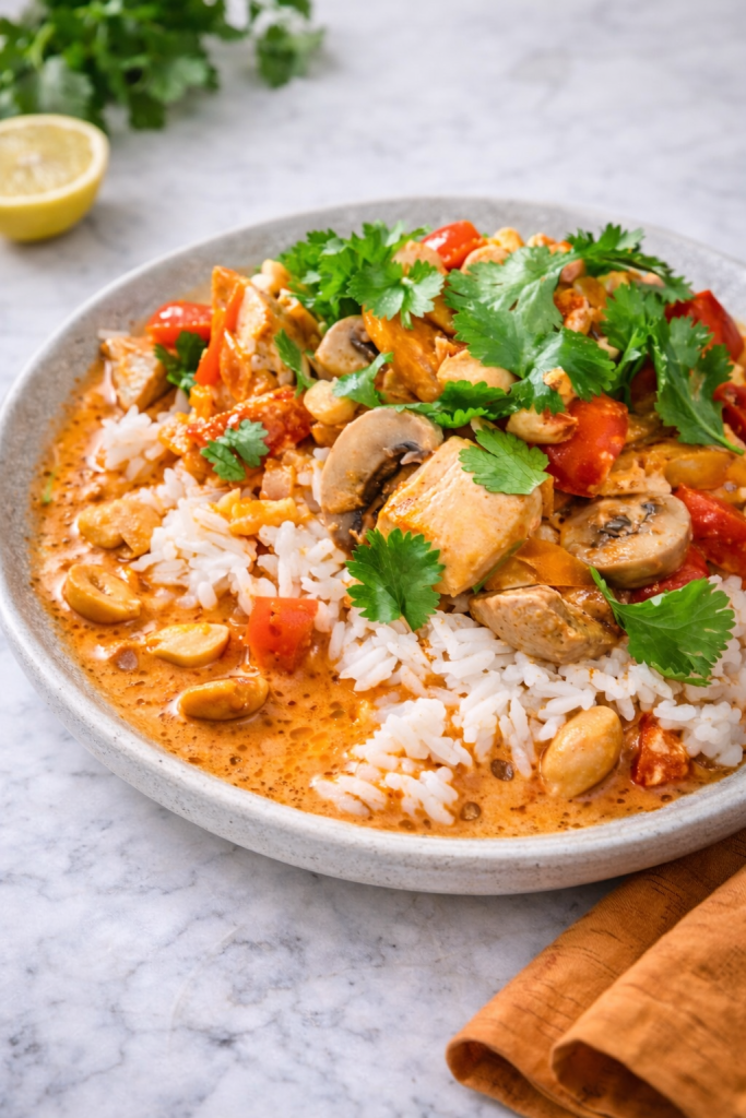 Thai rød karry med grøntsager og kokosmælk