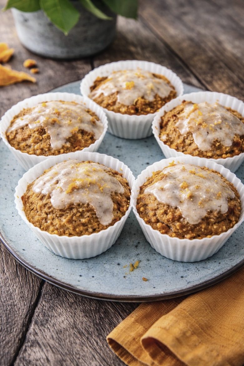Saftige hjemmelavede gulerodsmuffins uden sukker og gluten – en nem og sund opskrift perfekt til madpakken eller som snack.