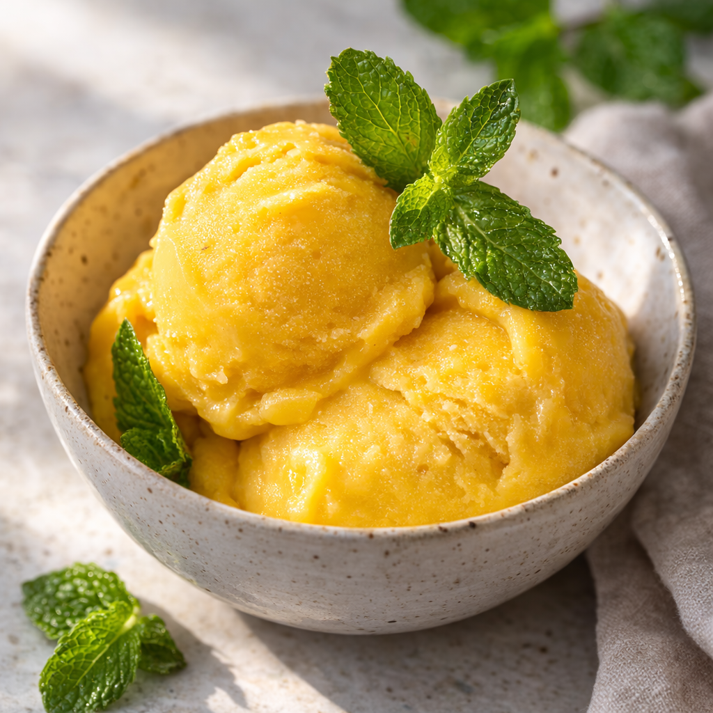 Vegansk sorbetis med mango og ananas – nem is uden sukker og mælk